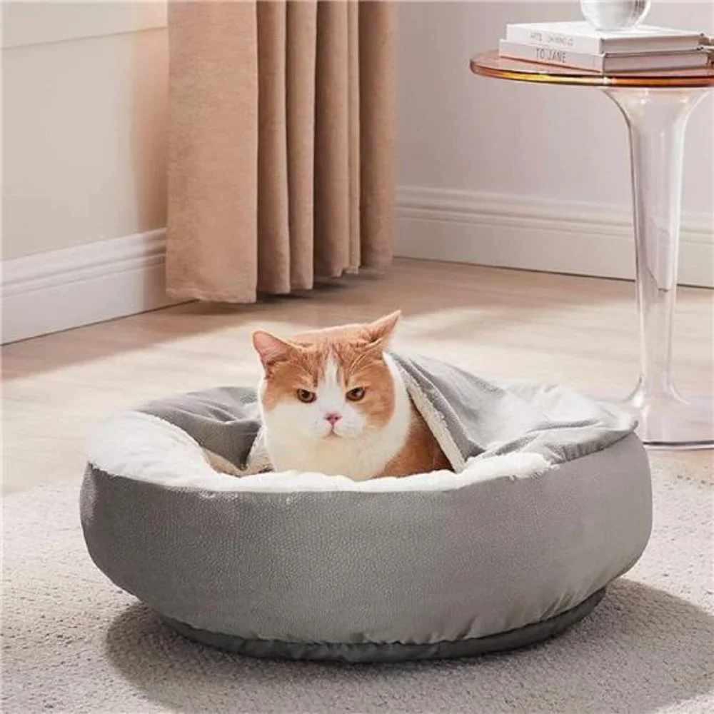 Small Dog Bed Pet Bed Canopy Pet Cave 22in Round Small Dog Cave